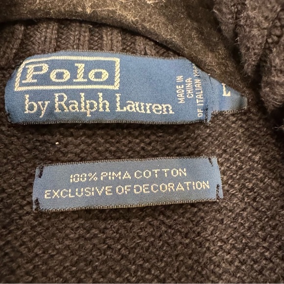 Polo Ralph Lauren Men’s 1/4 Zip Pull Over Sweater 100% Cotton Size Large Black - Picture 7 of 8